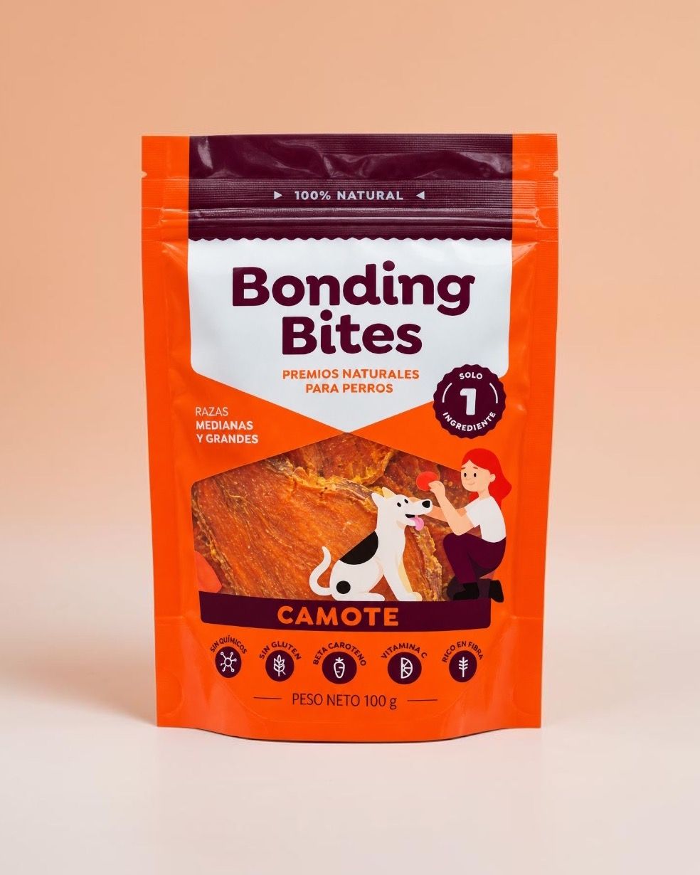 Bolsa de Bonding Bites Slices, rodajas de camote, 100 g