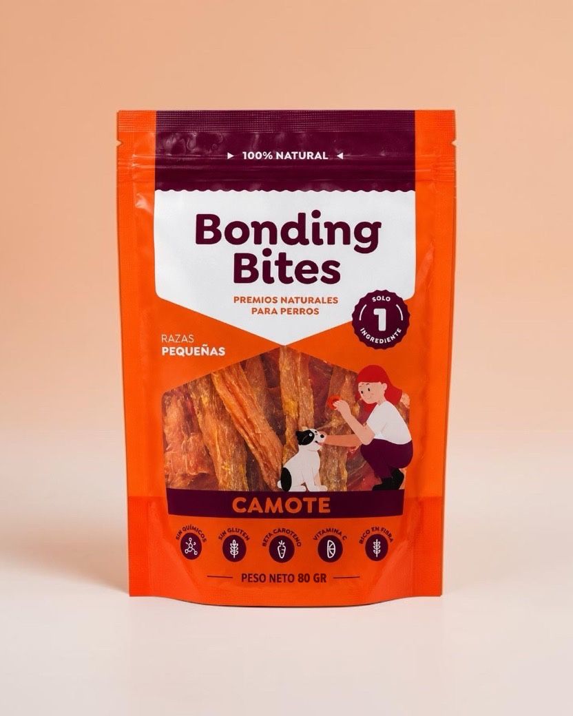 Bolsa de Bonding Bites Strips, tiritas de camote, 80 g